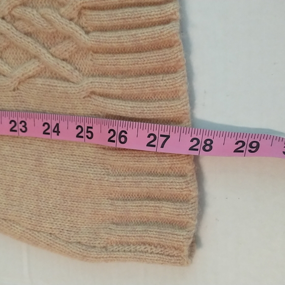 Mariele Waithe Tan 100% Cashmere Long sleeve turtle neck Cable knit sweater sz M - Picture 10 of 16